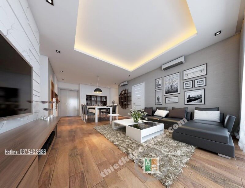 Trang trí nội thất phòng khách chung cư đẹp và ấn tượng hơn với những bộ sofa góc bọc da cao cấp Thiết kế chung cư