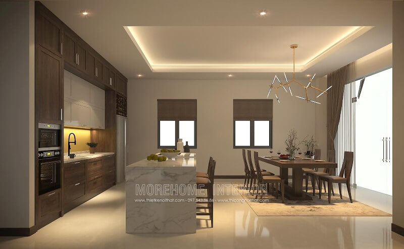 Mẫu tủ bếp gỗ tự nhiên phong cách hiện đại được yêu thích luôn đi đầu xu hướng Tủ bếp gỗ tự nhiên