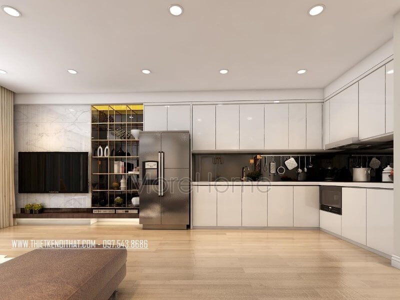 Mẫu thiết kế phòng bếp chung cư đẳng cấp và tiện nghi