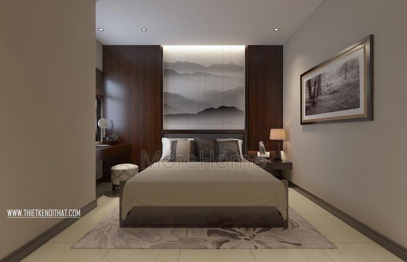 Giường ngủ gỗ tự nhiên thiết kế đơn giản hiện đại phù hợp với phòng ngủ chung cư