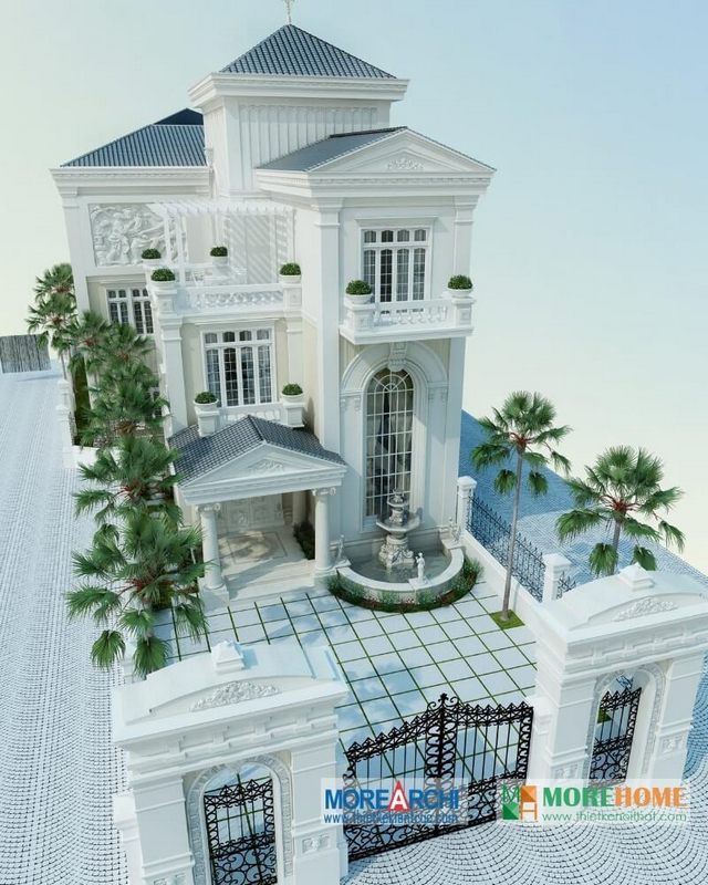 Kiến trúc dinh thự tân cổ điển đẳng cấp được thiết kế ở An Giang.