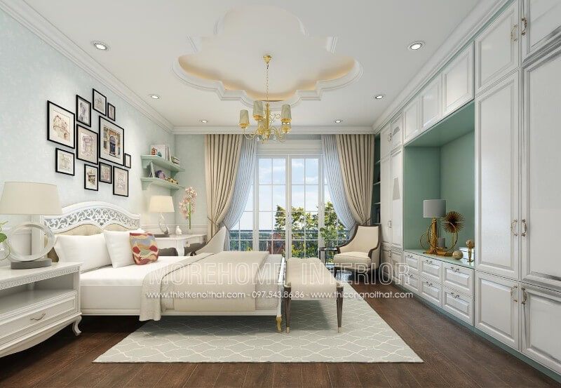 Thiết kế giường ngủ biệt thự, chung cư cao cấp phong cách tân cổ điển giường ngủ giá rẻi