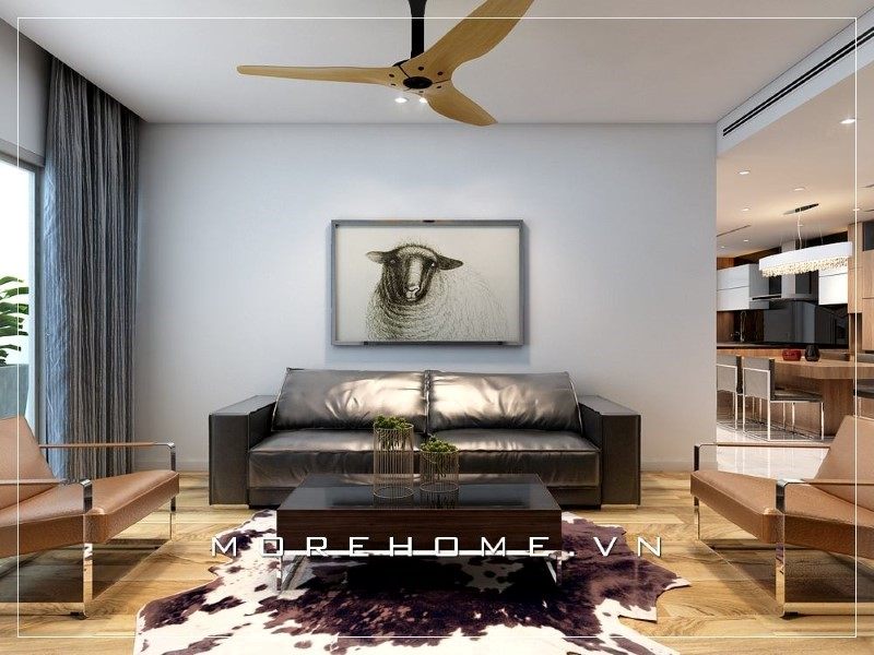 Ghế sofa bọc da cao cấp trong phòng khách cung cấp cảm giác thoải mái và dễ chịu khi sử dụng.