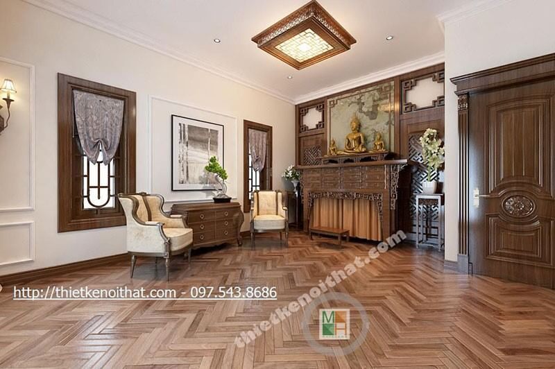 Mẫu sofa đơn giản theo phong cách cổ điển được sử dụng cho phòng thờ.